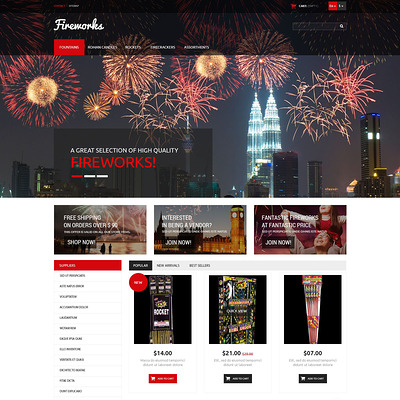 Fireworks Store PrestaShop Theme (PrestaShop theme for selling party supplies) Item Picture