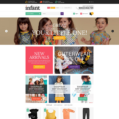 Infant Clothes PrestaShop Theme (PrestaShop theme for selling clothing for kids, children, and babies) Item Picture