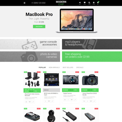Modern Chip PrestaShop Theme (PrestaShop theme for selling computers and accessories) Item Picture