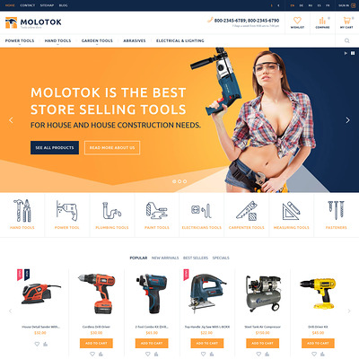 Molotok PrestaShop Theme (PrestaShop theme for selling tools) Item Picture