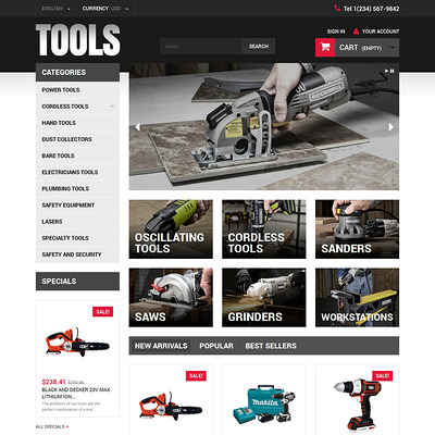 Online Tools PrestaShop Theme (PrestaShop theme for selling tools) Item Picture