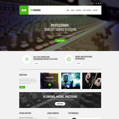 Recording Studio Responsive Website Template (Bootstrap template for music websites) Item Picture