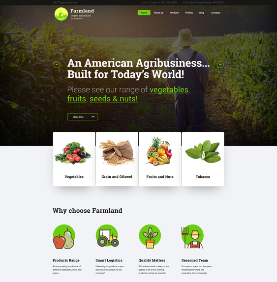 farmland farm agriculture websites wordpress themes