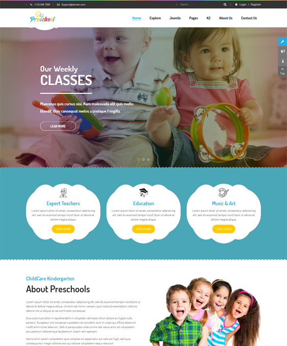 sj preschool education joomla templates
