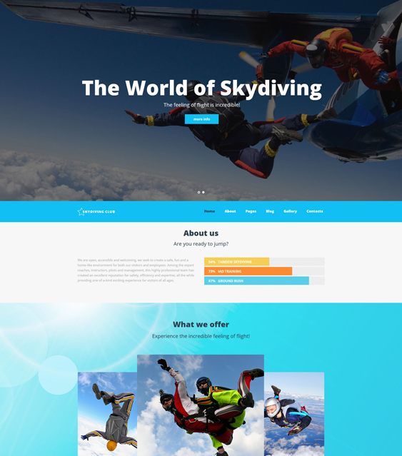 skydiving sports joomla templates