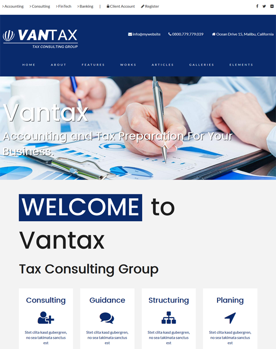 vantax finance wordpress themes