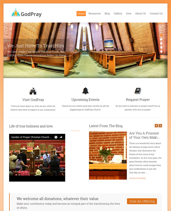 godpray church religious wordpress themes