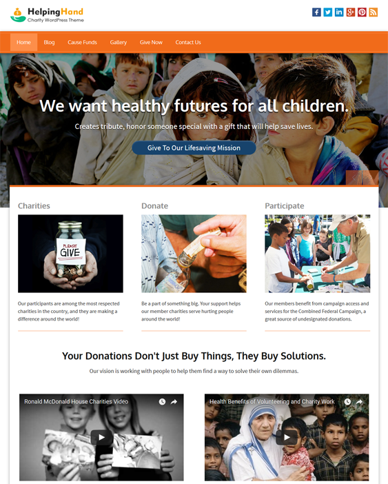 helping hand charity nonprofit wordpress themes