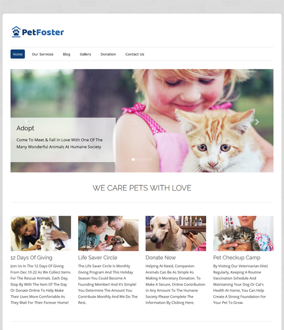 petfoster pets wordpress themes