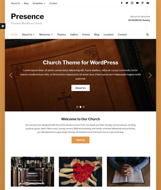 presence church religious wordpress themes