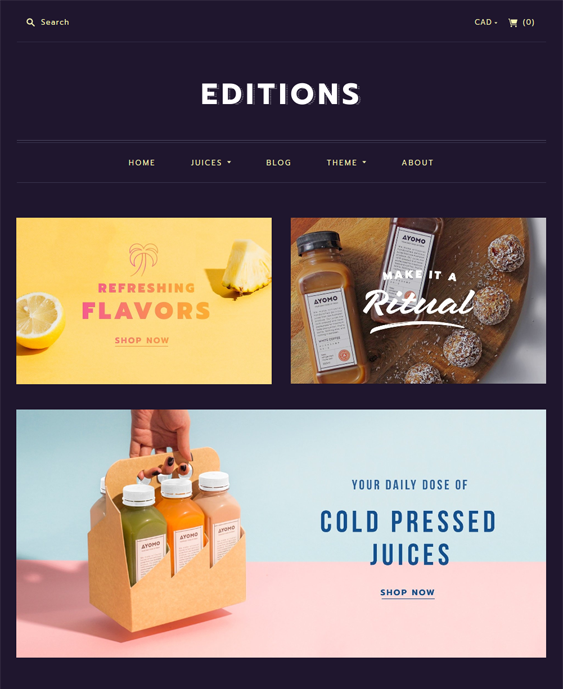 editions shopify themes food drink online stores