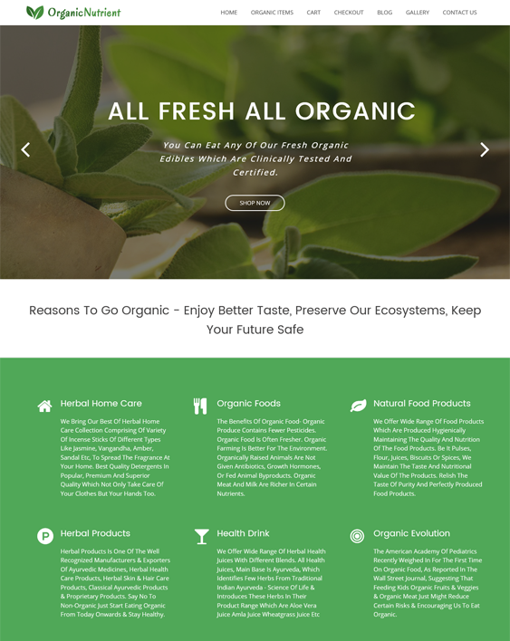 green eco-friendly organic wordpress themes