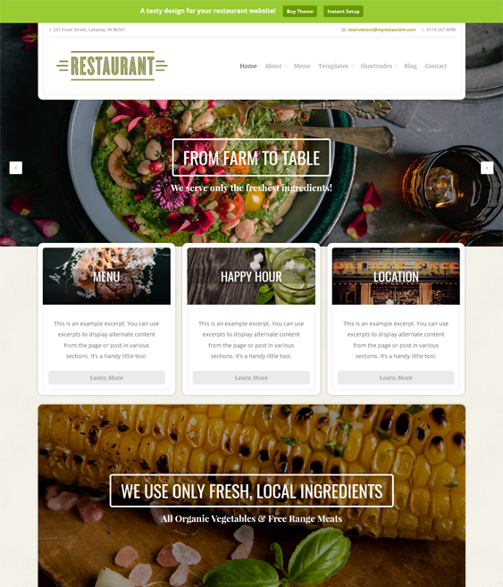 restaurant green eco-friendly organic wordpress themes