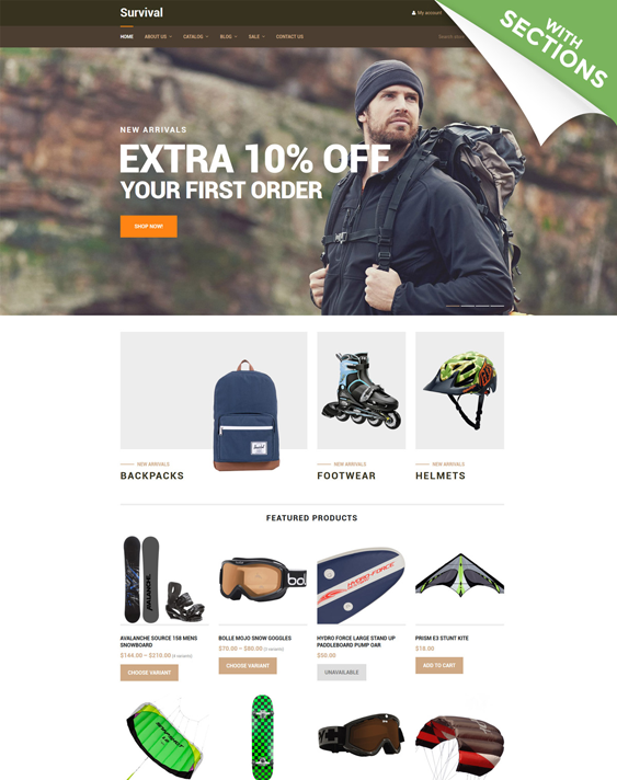 survival clean shopify themes
