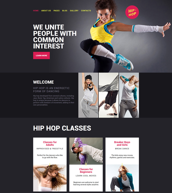 hip-hop-dance-studio-responsive- gym fitness joomla templates