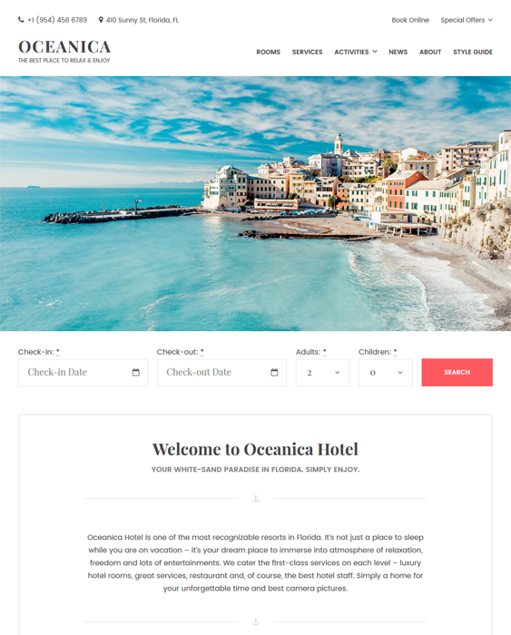 oceanica hotel wordpress themes