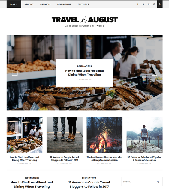 august travel wordpress theme