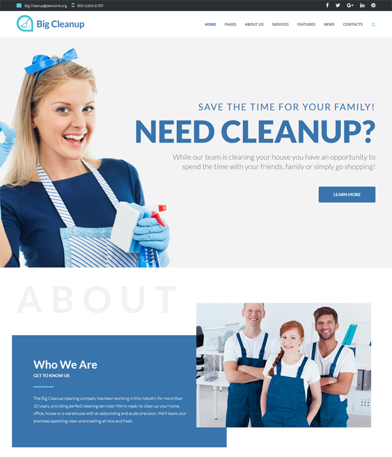 big cleanup wordpress themes maid cleaning companies