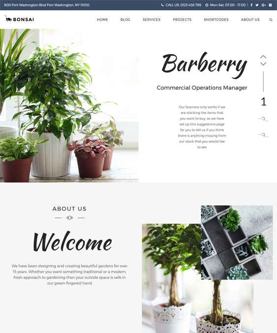 bonsai wordpress theme landscaping landscaper gardeners