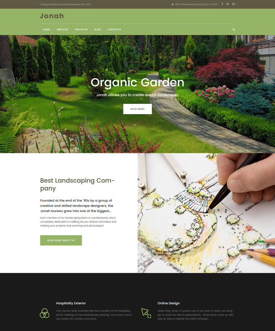 Jonah - Landscape Design and Lawn Mowing wordpress theme landscaping landscaper gardeners