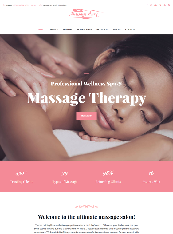 massage beauty salon spa wordpress themes