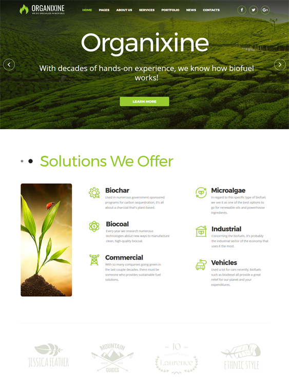 organixine green organic ecofriendly wordpress themes