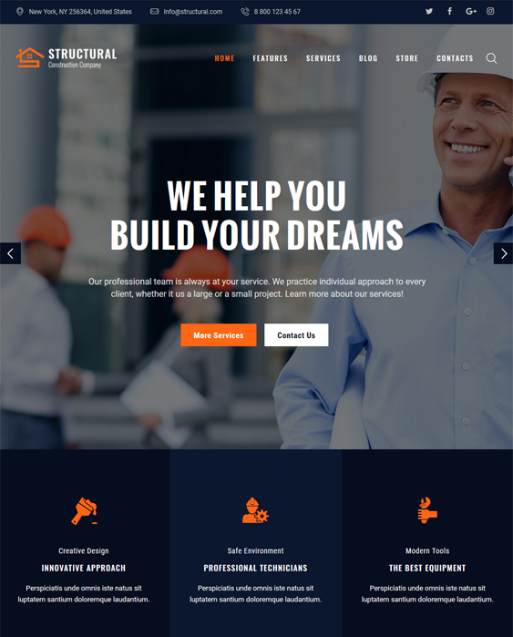 structural construction companies building contractors wordpress themes