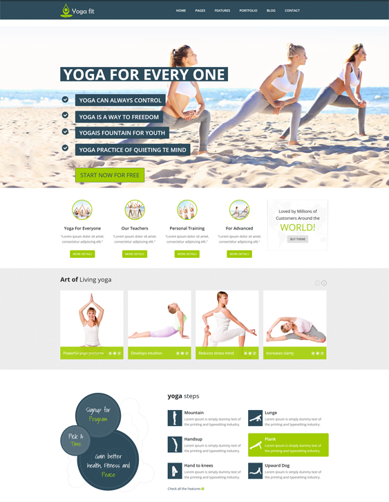 yogafit fitness wordpress themes