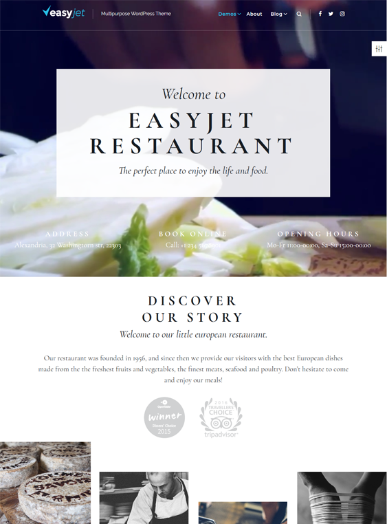 easyjet restaurant wordpress themes