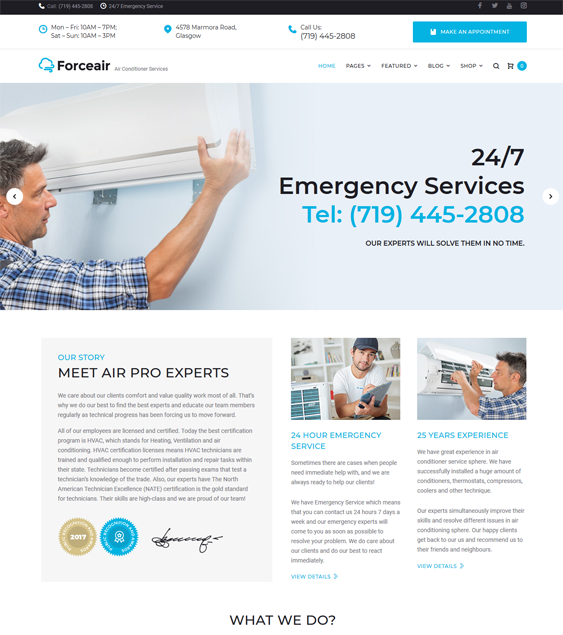 forceair construction company building contractor wordpress themes