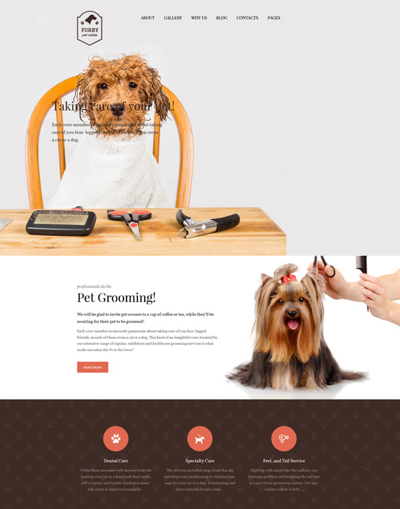 Furry - Pet Grooming pets vets wordpress theme