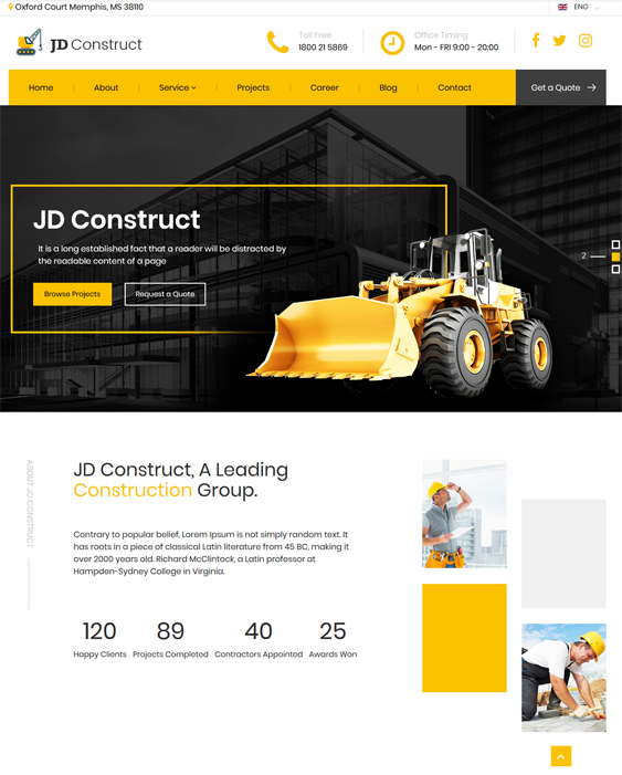 jd construct joomla templates construction companies building contractors