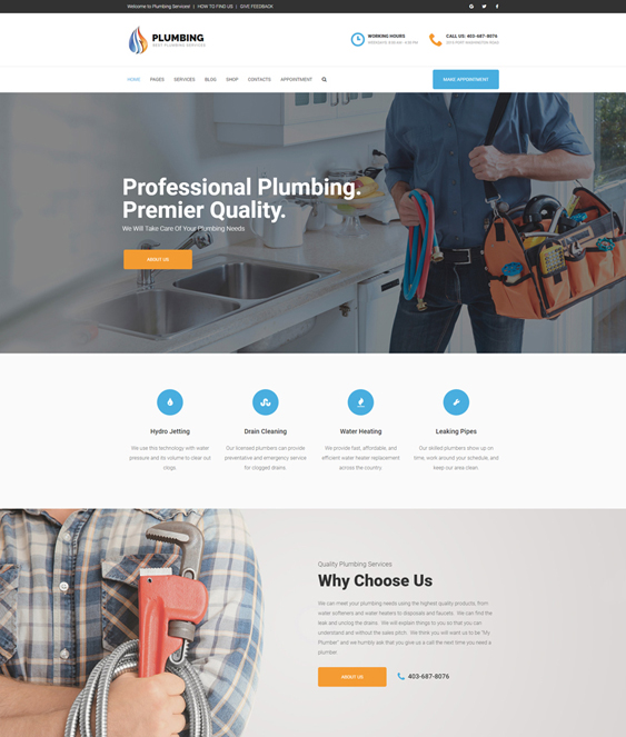 plumbing companies plumbers wordpress themes