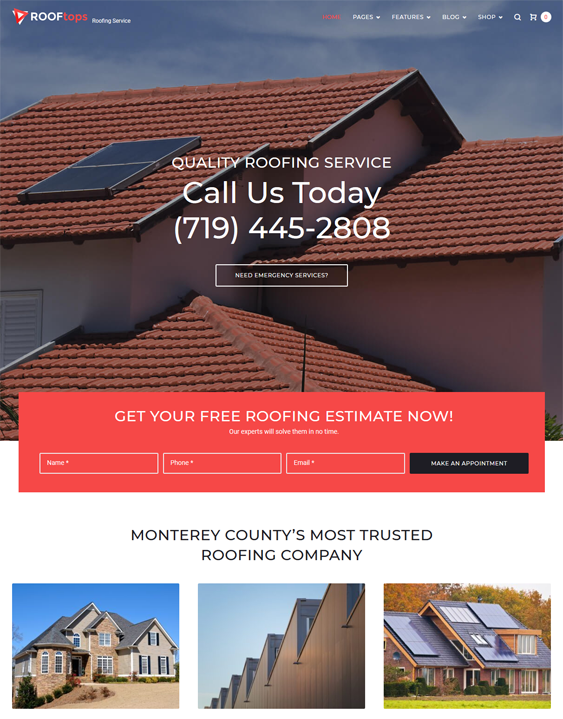 rooftops wordpress themes roofers roofing companies