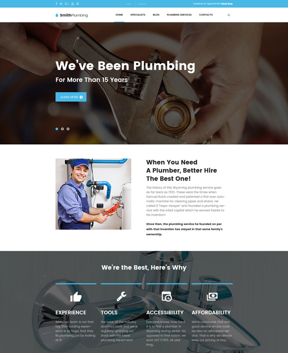 SmithPlumbing - Maintenance and plumbing companies plumbers wordpress themes