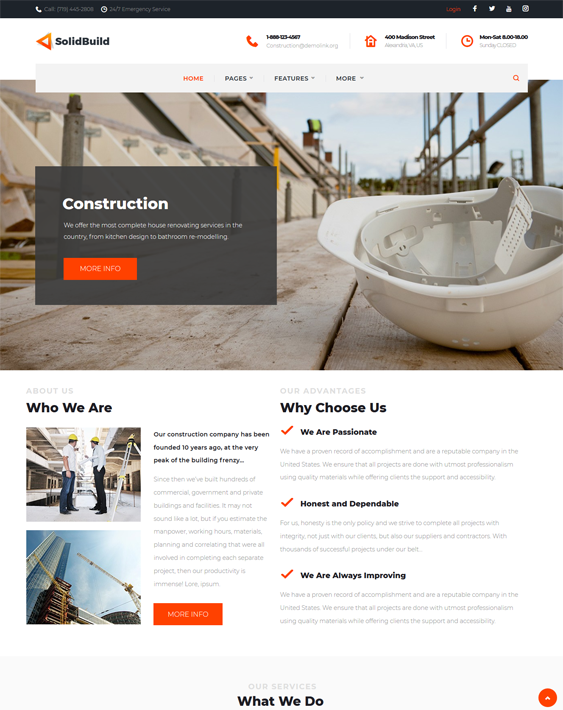 solidbuild construction company building contractor wordpress themes