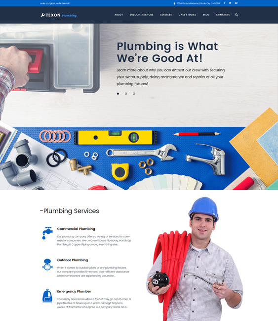 Texon plumbing companies plumbers wordpress themes- Maintenance Services