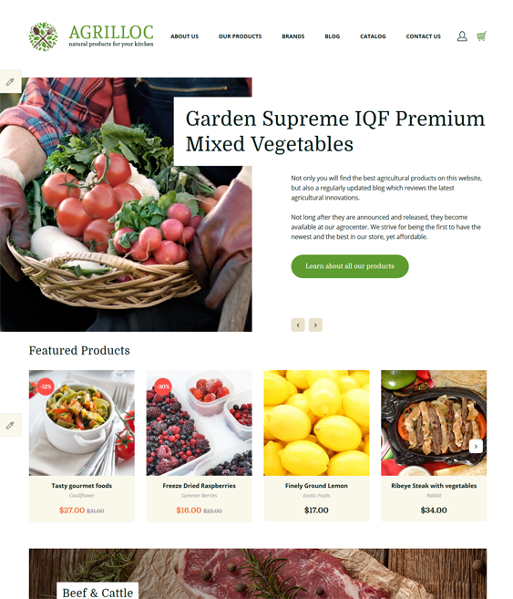 agrilloc food drink restaurant opencart themes