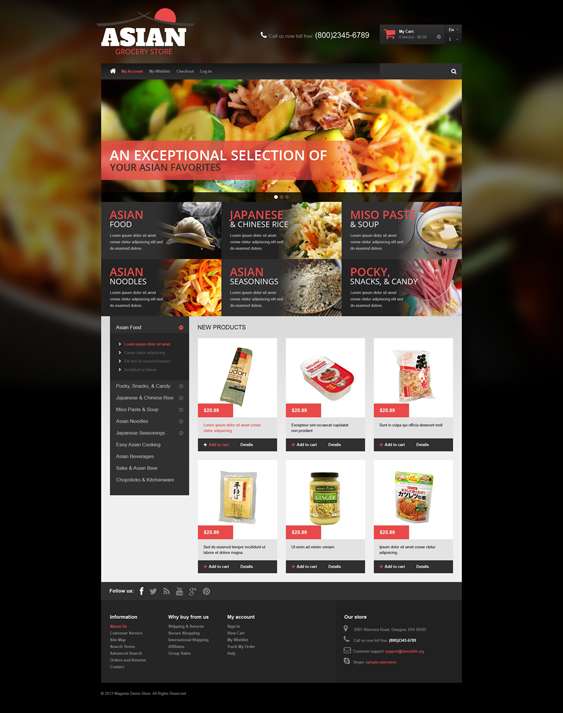 Asian Grocery food store magento themes