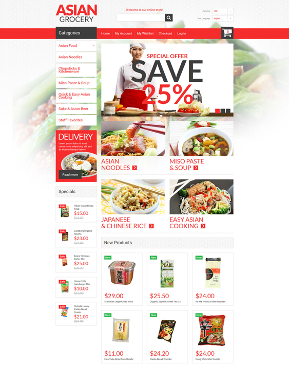 Asian Specialties food store magento themes