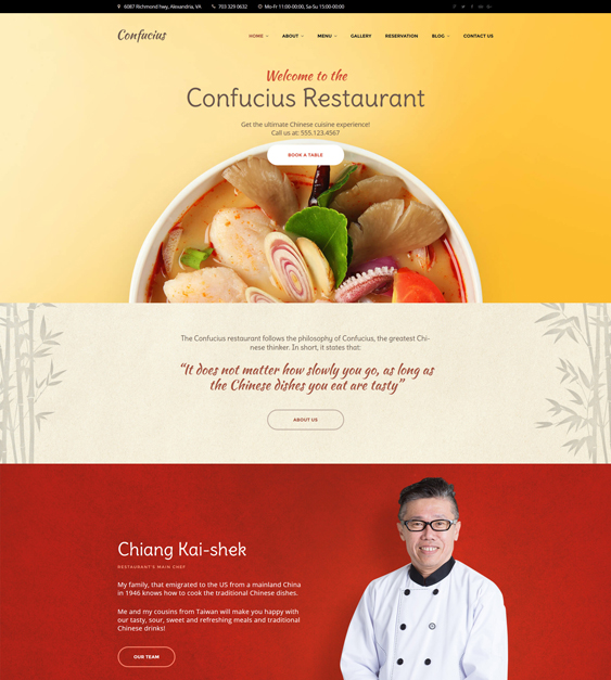 Chinese asian Restaurant Responsive WordPress Theme
