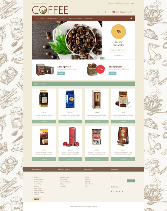 Cup of Coffee shop Magento Theme