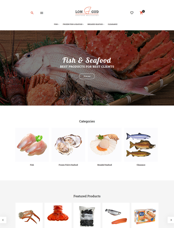 Longud - Seafood Delicacies food store magento themes