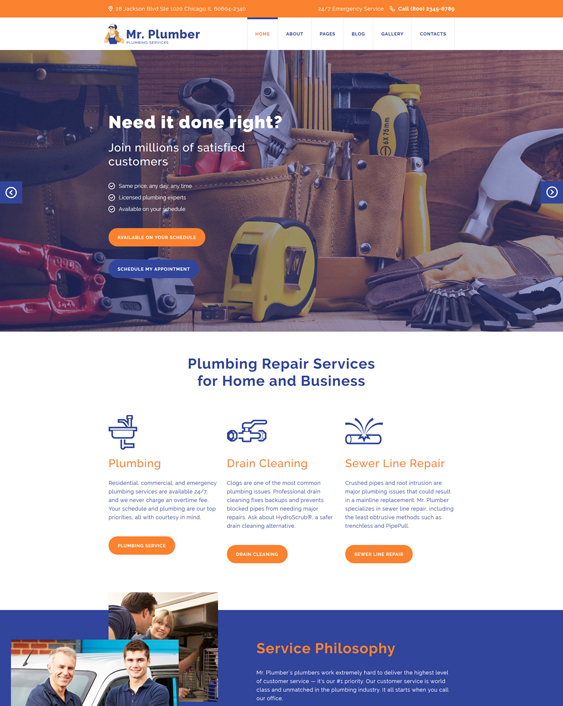 Mr. joomla template plumbing companies plumbers