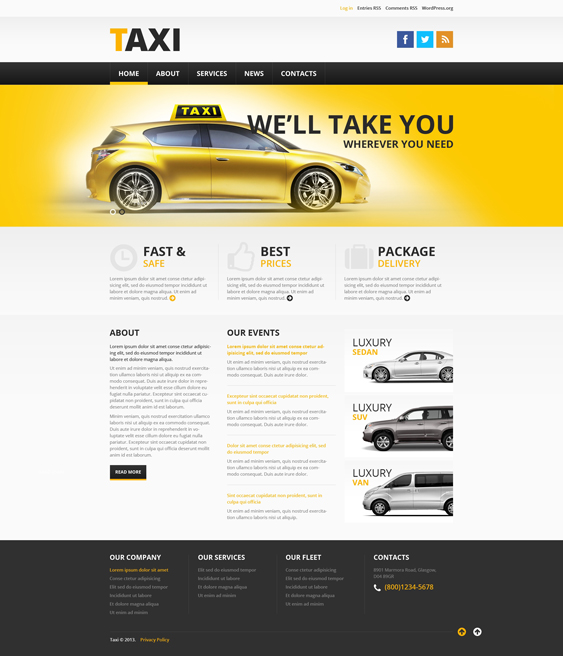 TTaxi cab Services WordPress Theme services