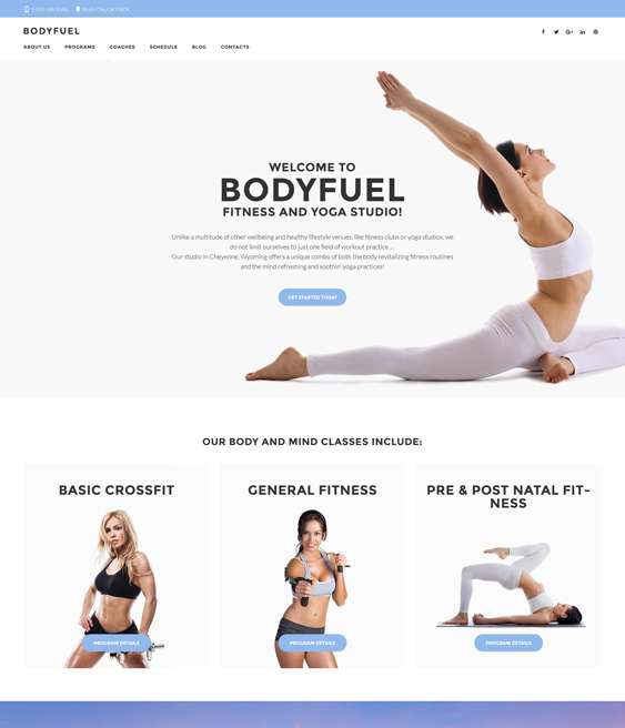 BodyFuel - Fitness & Yoga studio WordPress Theme