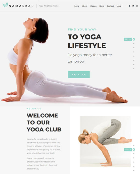 namaskar yoga studio wordpress themes