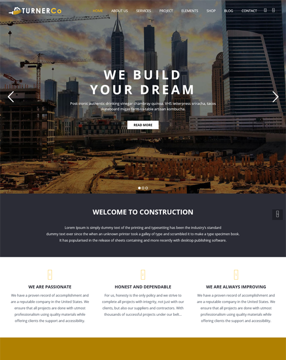 turner wordpress themes construction company building contractor