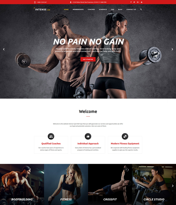 bootstrap website templates gym fitness