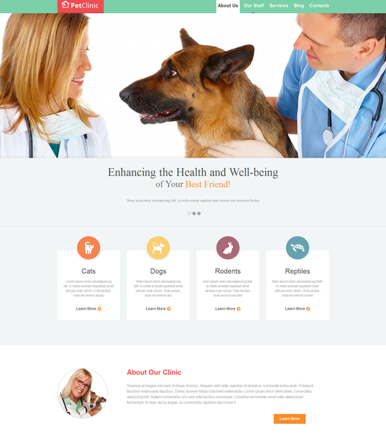 bootstrap website templates vets animal hospitals